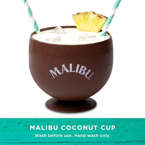 Malibu Rum Gift Set - Original White 5cl, Coconut Cup & 2x Fun Cocktail Straws - Cocktail Rum Gifts for Men, Women - Alcohol Gift Set for Birthday, Valentines Day Gift, Girlfriend - Image 2
