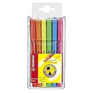 Tekstmarkeerstift – STABILO flash – 6 stuks – met 6 verschillende kleuren
