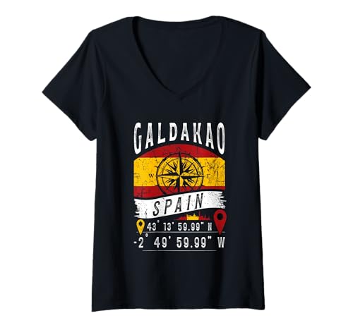 Mujer Galdakao Bandera España Coordenadas GPS De Galdakao Camiseta Cuello V