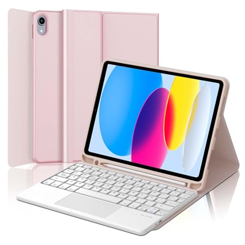 Teclado con touchpad para iPad A16 11 y 10 Gen en español Ñ rosa