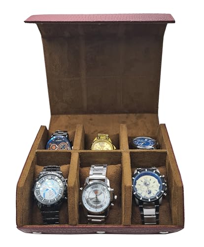 essart Sarvika collection Smart Watch Case for 6 watches for Men & Women PU Leather watch case organizer Watch box storage Case Watch Holder Pouch for Travel (WR-1036-Croco-Maroon) (B0BW8Q6QHH) Amazon Price History, Amazon Price Tracker