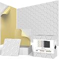 12Pack Acoustic Wall Panels, Honeycomb Self-Adhesive Sound Proof Foam Panels for Walls, High Density Decorative Hexagon Sound Absorbing Wall Tiles for Recording Studios, Home, 12"×12"×0.4", White