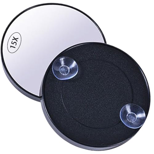 TEOZBLU Espejo De Aumento Con Ventosa, Espejo De Aumento 15x, Como Espejo De Viaje Para Depilar Cejas, Espejo De Maquillaje Con Aumentos Para Maquillaje, Dormitorio, BañO