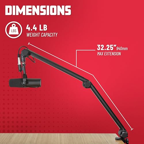 image for Gator Frameworks Deluxe Desk-Mounted Broadcast Microphone Boom Stand F