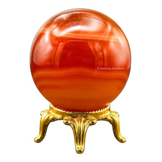 Carnelian Onyx Crystal Ball with Stand - 2" Inches Crystal Sphere Meditation Balls for Witchcraft and Decorative Balls