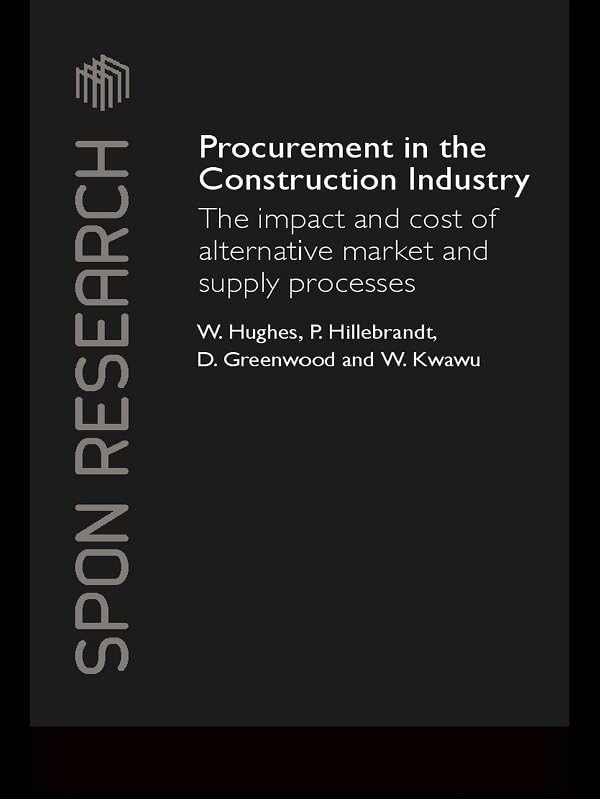 Procurement in the Construction Industry livre Spon Research sur les coûts des processus