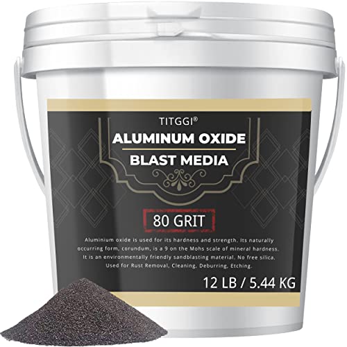 #80 Grit Aluminum Oxide Blast Media (12 LBS/5.44kg) - Premium Long-Lasting Sand Blasting Media, High Abrasive Force Sand Blaster Sand for Metal, Sandblasters, Blasting Cabinet