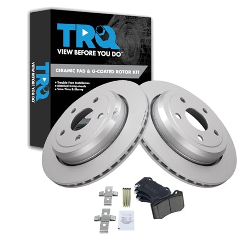 Image of TRQ Rear Brake Pad and Rotor Set Ceramic G Coated Vented Rotors Compatible with 2018-2020 Dodge Durango 2020-2021 Jeep Grand Cherokee