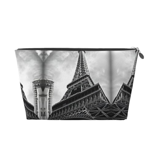 Beauty case da viaggio in pelle dorata, con stampa Torre Eiffel, trousse organizer per cosmetici, borsa per il trucco per uso quotidiano e da viaggio, Argento, taglia unica