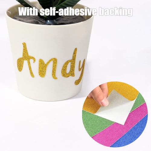 Bunt Glitzer Papier, Glitzerpapier zum Basteln, Glitter Cardstock Papier, Glitzerpapier zum Basteln und Gestalten, Glitzerpapier Selbstklebend, Selbstklebender Tonpapier, 10 Farben 22 Blatt 80g/m²