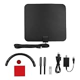ASHATA Antena de TV Digital HD, TV Digital Universal para Interiores Antena VHF/UHF Antena de TV HDTV con Potente Amplificador Incorporado, Compatible con Todos los televisores