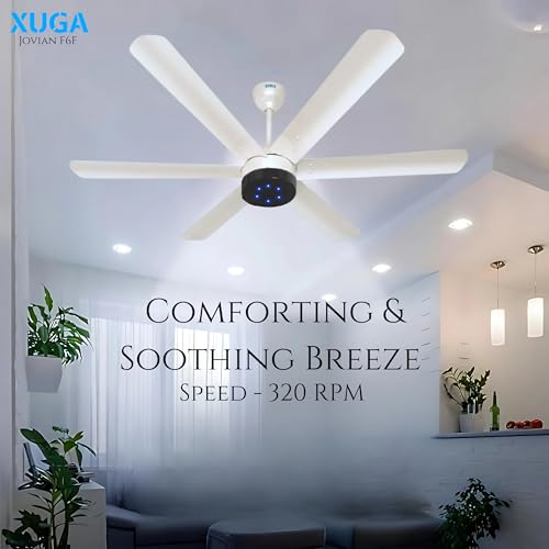 Image of XUGA Jovian F6F Premium Smart 1200mm, BEE 5-star BLDC fan,6 Blade,Remote Ceiling fan for Home, 100% Copper Motor,Energy Saving, High Air Delivery,LED(5 Year Warranty)
