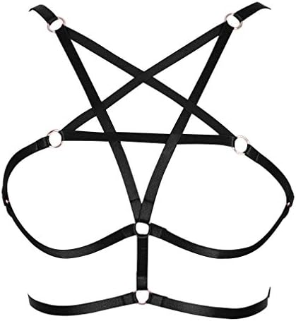 Sexy Women Harness Halter Pentagram Body Harness Bra Caged Bra Cu...