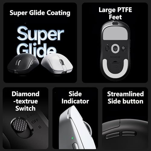 Image of MCHOSE A7 V2 Ultra Wireless Gaming Mouse, 59g Ultra-Lightweight with PAW3950TI Custom Sensor to 42K DPI, Wired /Wireless Dual 8K Polling Rate, 130 Hour Battery Life & Tri-Mode Connectivity - Rose Red