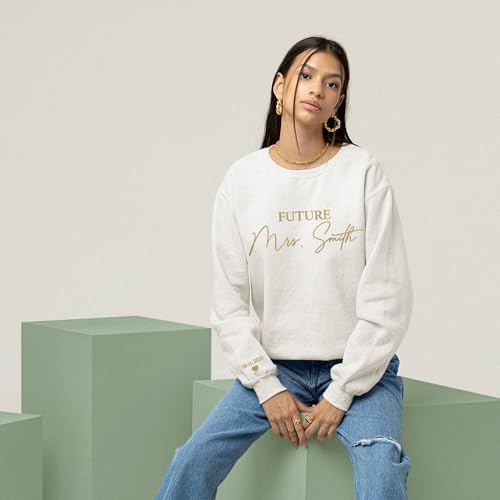 GODMERCH Custom Embroidered Future Mrs Sweatshirt - Personalized Mrs Hoodie, Honeymoon Crewneck, Bride Sweatshirts, Gift for Her, Bride to Be, Wedding, Engagement, Bachelorette Party, Bridal Shower4