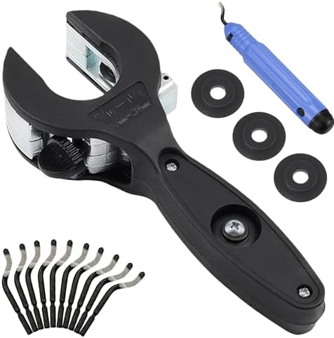 GBKDQQ Juego de cortatubos de carraca, cortador de tubos de acero inoxidable, cortador de tubos de cobre, 8-29 mm, juego de cortatubos con 3 ruedas de repuesto y herramientas de desbarbado