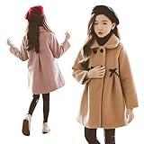 [Godlovefull] 子供服 女の子 子供コート キッズ ジュニア アウター おしゃれ 長袖 秋冬 冬服 厚手 ラシャコート ロングコート キッズコート カジュアルコート スプリングコート 冬コート 防寒 暖かい 可愛い (ピンク,120)