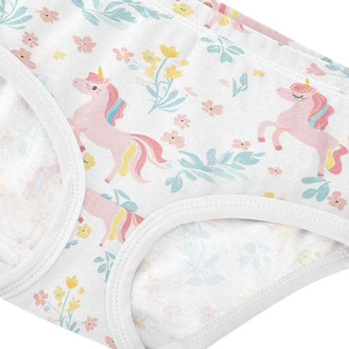 Wusikd Cute Unicorns Girls' Underwear Cotton Flower Girls Briefs Soft Toddler Underwear 2T4