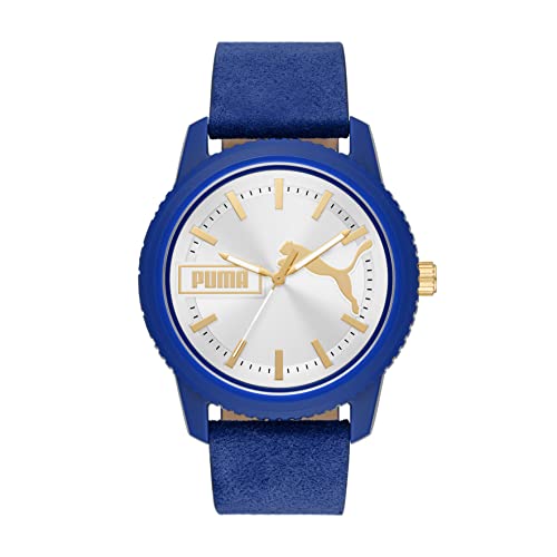 PUMA Men's Ultrafresh Three-Hand Blue Suede Leather Watch (Model: P5105)