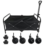 Collapsible Wagon Outdoor Utility Wagon with Wheels,150KG Camping Cart, Folding Utility Wagon Heavy Duty Folding Utility Cart for Shopping Beach Outdoor Use, Adjustable Utility Wagon, Garden cart