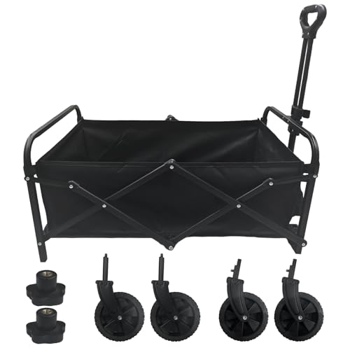 Collapsible Wagon Outdoor Utility Wagon with Wheels,150KG Camping Cart, Folding Utility Wagon Heavy Duty Folding Utility Cart for Shopping Beach Outdoor Use, Adjustable Utility Wagon, Garden cart