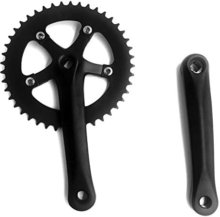 DONSP1986 Crankset Single Speed 44T 170mm Crankarms 110 BCD Crankset for Mountain Road Bike Fixed Gear Bicycle(Square Taper, Black) (44T Sprocket)