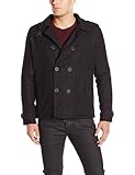 Brave Soul Men's Foreman Fashion Double Breasted Pea Coat, Black, Small