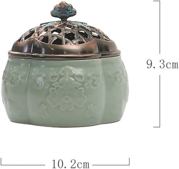 Incense Holder Small Handmade Ceramic Incense Burner with Alloy Lid for Indoor Holder Decoration Incense Burner