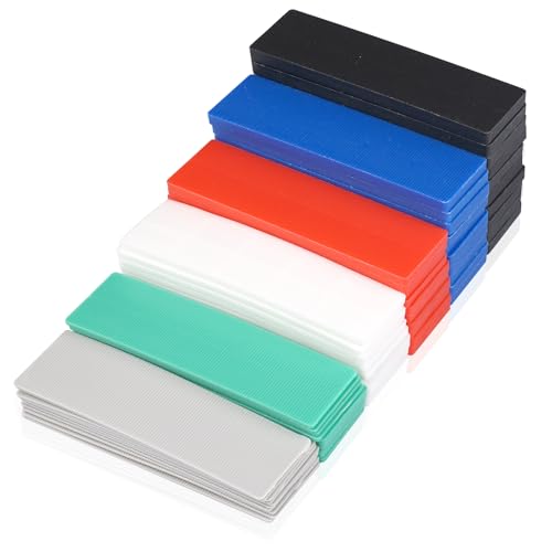 60 Pièces Cales en Plastique de 1-6 mm, Cale Plastique de Reglage 100 mm X 24 mm, Multicolores Cales de Vitrage en Plastique pour le Carrelage, L'Installation...