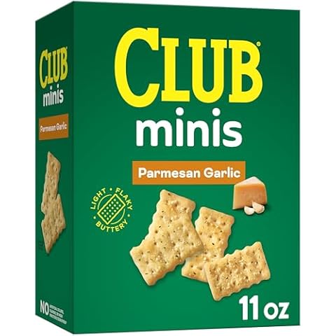 Club Minis Crackers, Lunch Snacks, Snack Crackers, Parmesan Garlic, 11oz Box (1 Box) Cover