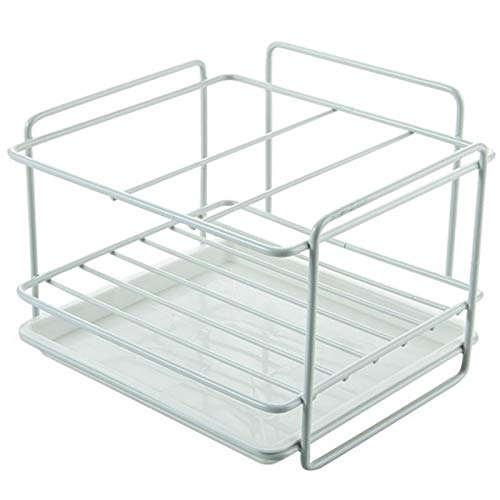 Sxmrmnx Soporte para esponja, escurridor de jabón, organizador de fregadero de cocina, soporte para cepillos de cocina, estante de hierro, organizador de baño, color blanco