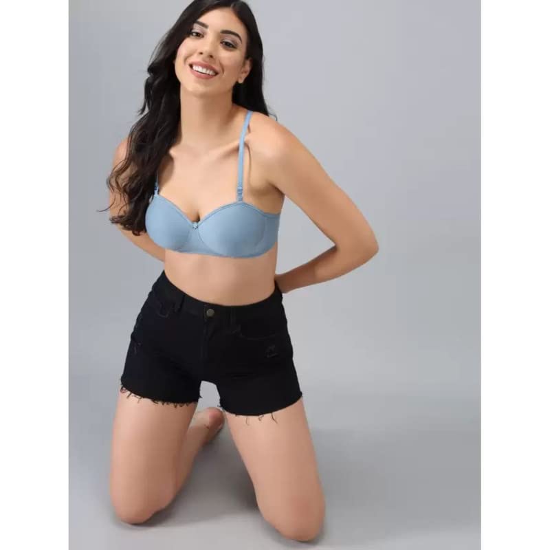 Image of Women's Cotton Lightly Padded Non-Wired T-Shirt Bra Pack of 2 (Reg HC-P2 Multicolor 30)