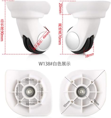 Luggage Wheel,Luggage Suitcase Wheels, 360 Degree Swivel Luggage Mute Wheel Suitcase Replacement Repair Wheels Parts Spinner (W138#)(White)2