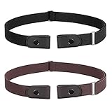 No Buckle Belt For Women Men Buckle Free Belt Plus Size for Jeans Pants 2 Pack, Black+Coffee, Pants...