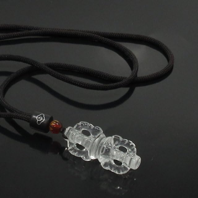 天然水晶 五鈷杵 金剛杵 密教法具 お守り ネックレス 透明水晶 バジュラ アクセサリー ペンダント 観世音菩薩 六字真言 六字大明