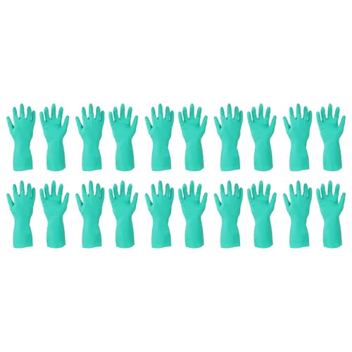 MECCANIXITY Nitrile Chemical Resistant Gloves, Industrial Gloves Anti-Slip Protective Safety Work Glove for Cleaning Dish Washing Resist Acid Alkali, XX-Large,Green, Pair of 10
