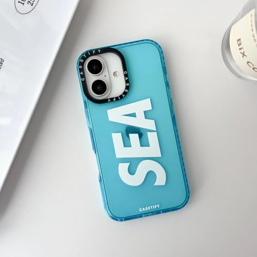 Image of for iPhone 16 SEA Case Transparent, Grip Case Silicon Slim Fit Shock-Absorbing TPU Bumper & Anti-Yellowing Clear Protective Back Cover for iPhone 16 (Blue, 01)