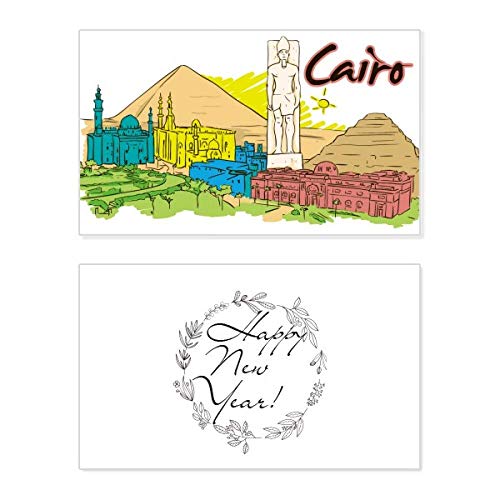 Tarjeta de felicitación de año nuevo premium con ilustración detallada de Egipto antiguo