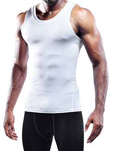 Neleus Men's 3 Pack Mesh Compression Tank Top Athletic Base Layer,802,White,Xl,Eur 2Xl #TOP4