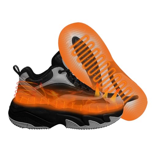 Electric Shoes for Men, Heated Sneakers with 4000Mah Rechargeable Battery, Foot Warmer Shoes 3 Heating Levels, Heating Hiking Shoes for Unisex Outdoor Feet Warm