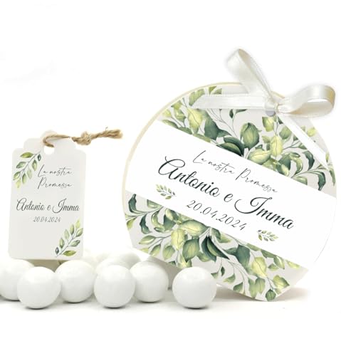 Mr Pubblicità 25+25 pezzi - Scatoline Bomboniere Portaconfetti Promessa di matrimonio n. 25 pz + Tag Bigliettini per Bomboniera o per fazzoletti 25 pezzi