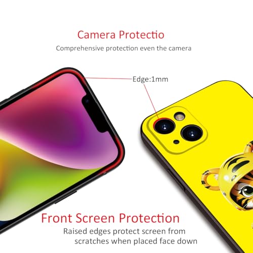 Printed with Cute Tiger for iPhone 15 Case - Cartoon Helmet Tiger with Lollipop Design | Shockproof Slim Cover | Fun & Protective Case, for Girls & Women (B1-Cartoon Cute Tiger)