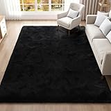 ISEAU Black Rug Super Soft Shaggy 4x6 Feet Rugs...