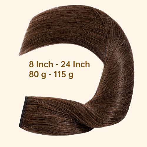 TESS Clip In Hair Extension Medium Brown,Hair Extensions Real Human Hair One Peice 5 Clips Straight Natural Hairpieces for Womens/Girls(#4 Medium Brown,20Inch) - Image 4