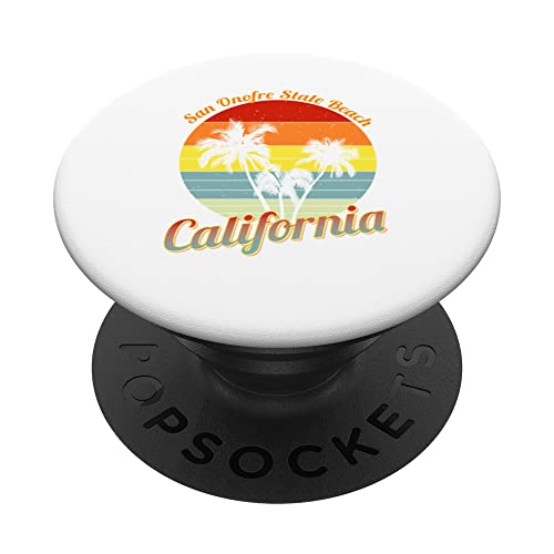 San Onofre State Beach California retrò palme vacanza PopSockets PopGrip Intercambiabile