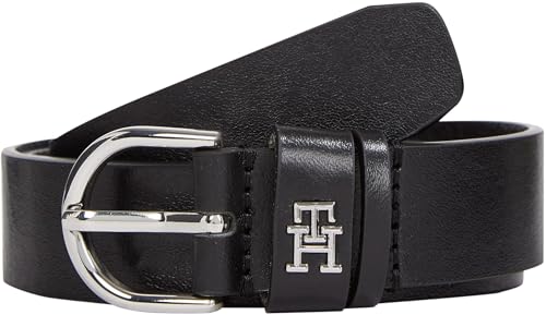 Tommy Hilfiger Damen Gürtel Essential Effortless 2,5 cm Ledergürtel, Schwarz (Black), 85 cm