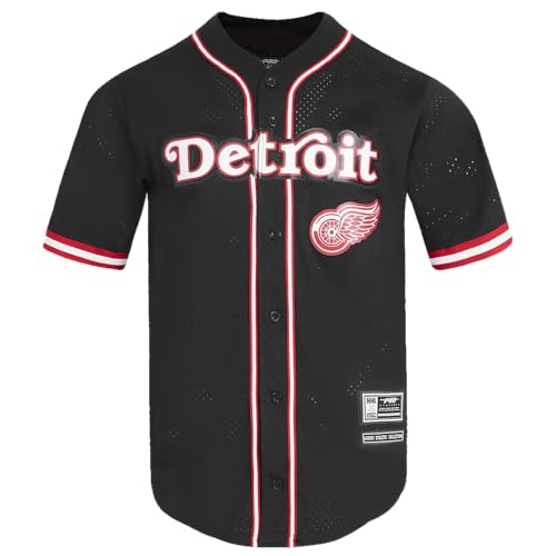 Pro Standard Mens NHL Detroit RED Wings MESH Button Down MESH TOP Black/RED XL