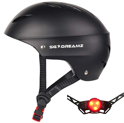 Adult Helmet With Led Safety Light – Commuter Bicycle Helmet For Men And Women - Adjustable Dial For Head Circumference 22" To 24.4" (Head Size S To M) - Certified For Safety (Sk12+Led+Mtblack) #TOP25