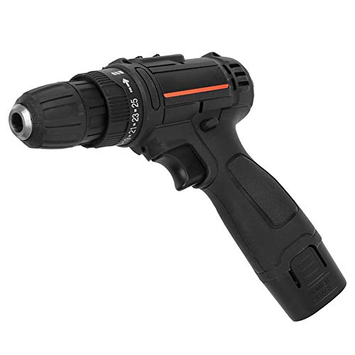 Akku-Bohrmaschine Eingebauter LED-Elektroschrauber 12V Schwarz Schnelllade-Elektrowerkzeuge EU-Stecker 100-240V