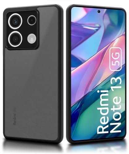 Image of WOW IMAGINE Translucent Hybrid Back Case Cover for Xiaomi Mi Redmi Note 13 5G Smoked Matte Back | Shock Proof 360 Degree Protection | Protective Hard Case - Matte Black